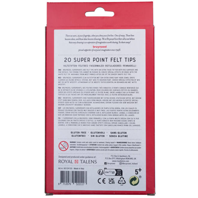 Viltstift Bruynzeel Super Point set á 20 kleuren