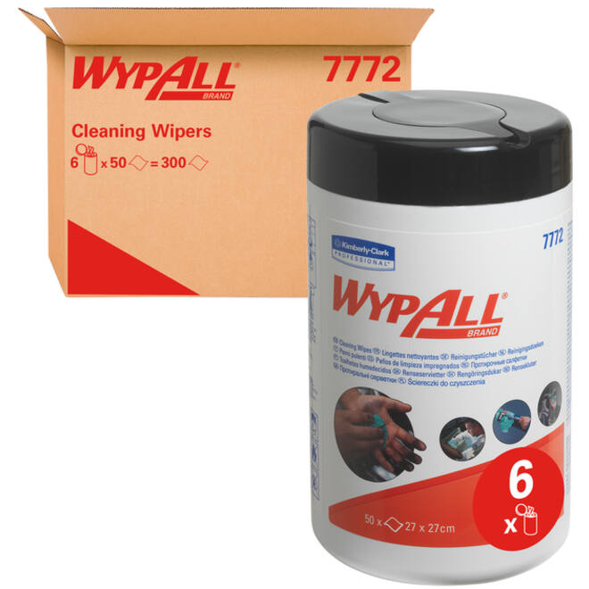 Reinigingsdoek WypAll geïmpregneerd 27x27cm 50vel per bus groen 7772