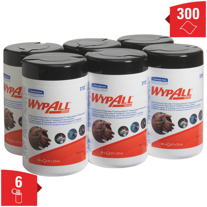 Reinigingsdoek WypAll geïmpregneerd 27x27cm 50vel per bus groen 7772