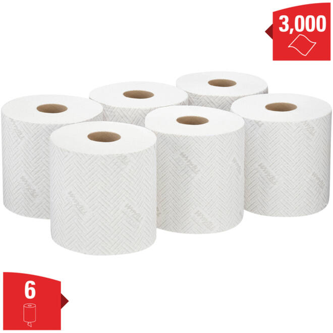 Poetsrol WypAll L10 1-laags 18,3cmx190m 500vel wit 7406