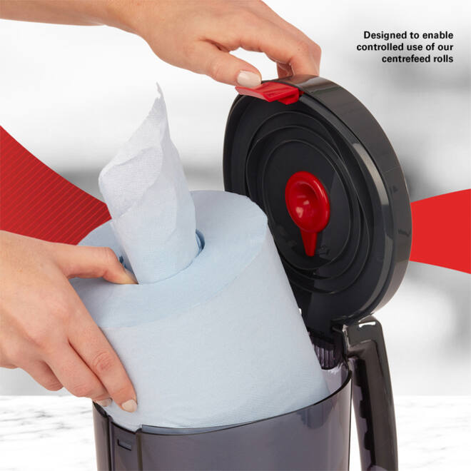 Poetsroldispenser WypAll reach centerfeed zwart 6221