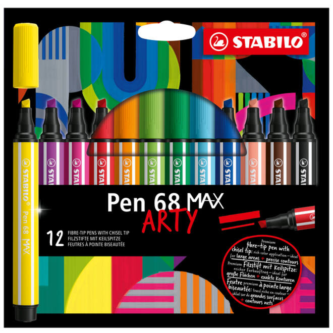 Viltstift STABILO Pen 68 /12 Max Arty assorti etui à 12 stuks