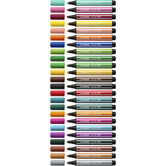 Viltstift STABILO Pen 68 Max Arty assorti etui à 24 stuks