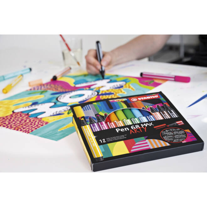 Viltstift STABILO Pen 68 Max Arty assorti etui à 6 stuks
