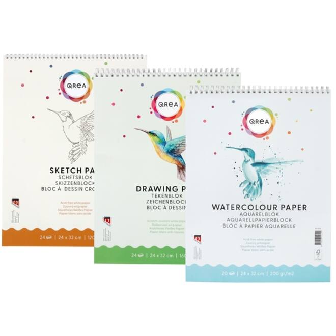 Aquarelblok Qrea 24x32 20vel 200gr spiraal