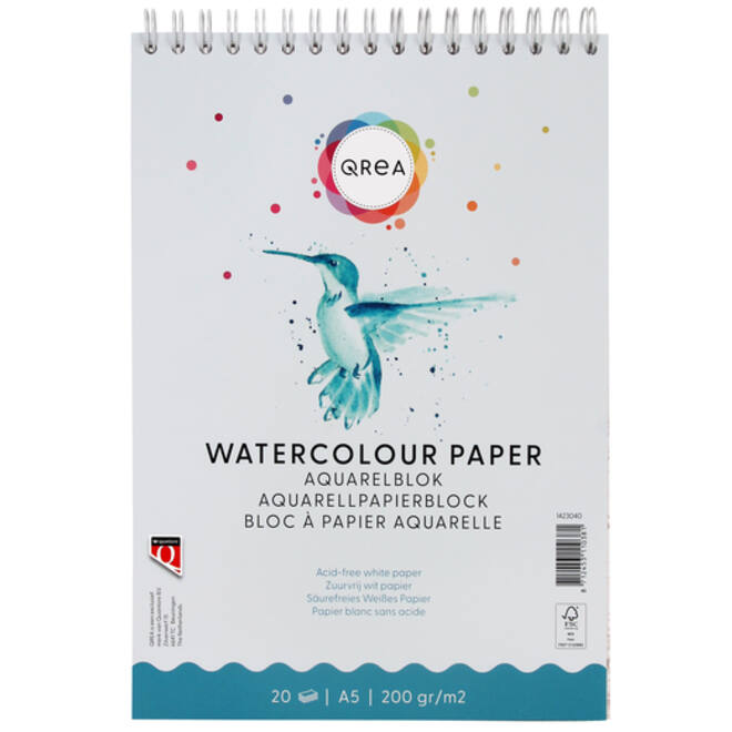 Aquarelblok Qrea A5 20vel 200gr spiraal