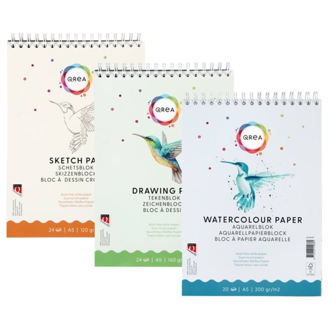 Aquarelblok Qrea A5 20vel 200gr spiraal