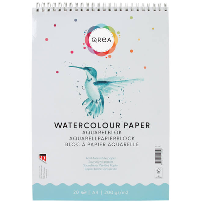 Aquarelblok Qrea A4 20vel 200gr spiraal