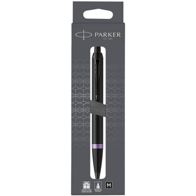 Balpen Parker IM black purple vibrant ring medium blister à 1 stuk