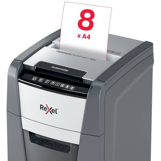 Papiervernietiger Rexel Optimum Auto+ 90X snippers 4x28mm