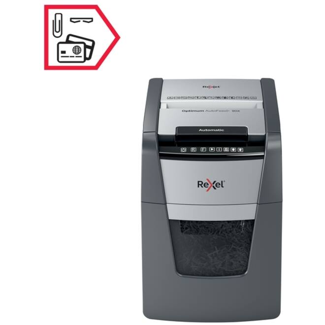 Papiervernietiger Rexel Optimum Auto+ 90X snippers 4x28mm