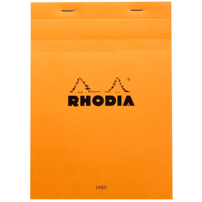 Schrijfblok Rhodia A5 lijn 80 vel 80gr met kantlijn oranje