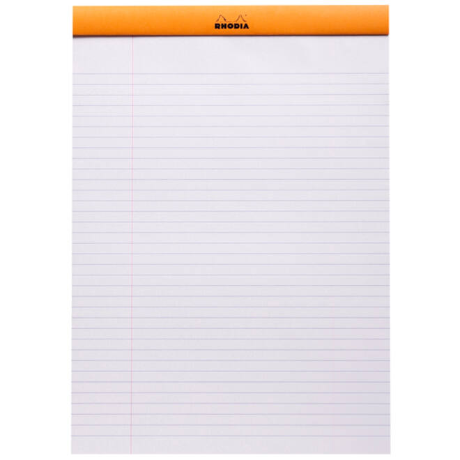 Schrijfblok Rhodia A4 lijn 80 vel 80gr oranje