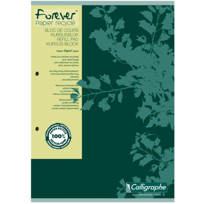 Cursusblok Clairfontaine Forever Calligraphe A4 lijn 2-gaats 200 pagina's 70gr groen