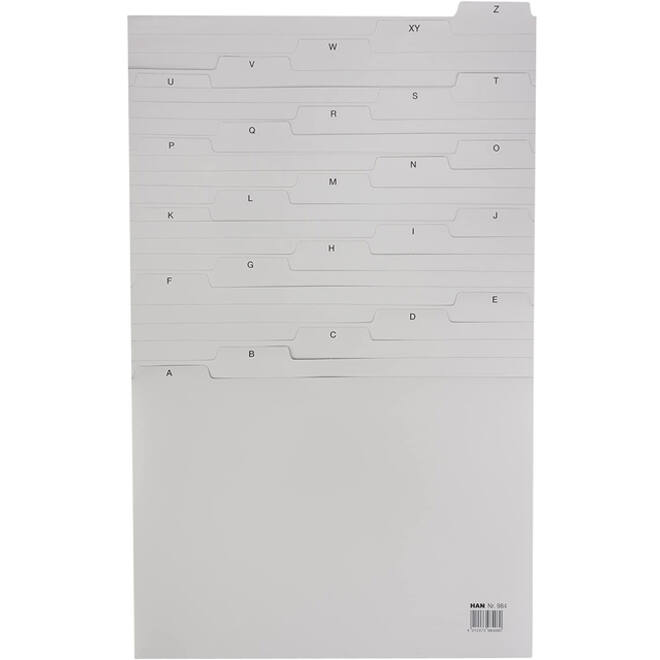 Tabkaart Han alfabet A4 HA-984 lichtgrijs