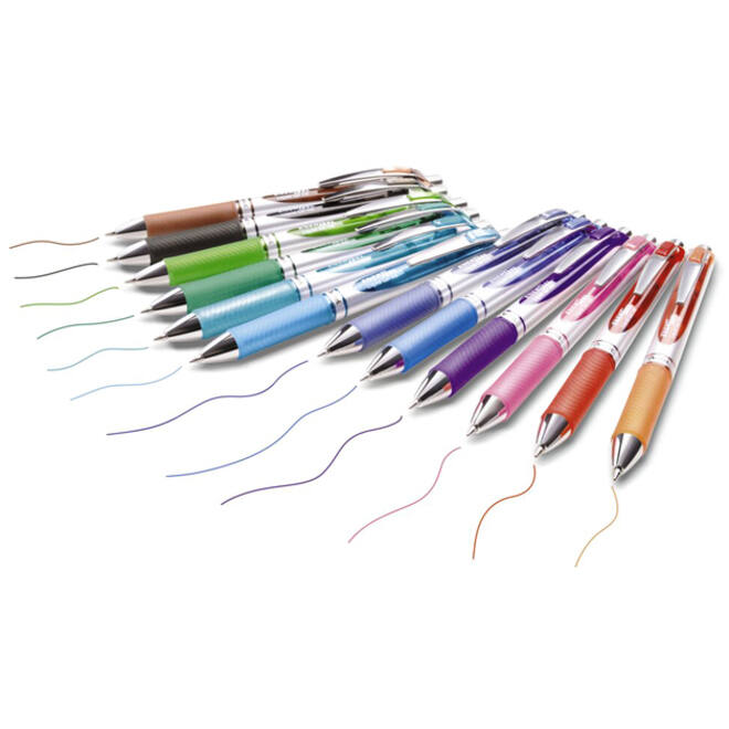 Gelschrijver Pentel BL77 Energel medium assorti etui à 12 stuks