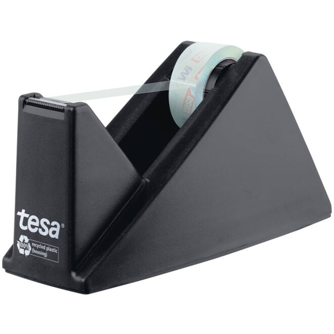 Plakbandhouder Tesa eco&crystal 59045 zwart met 1 rol tape 19mmx10m