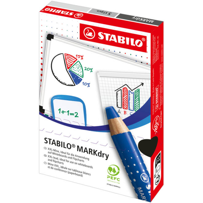 Whiteboardpotlood STABILO MARKdry 648/46 zwart
