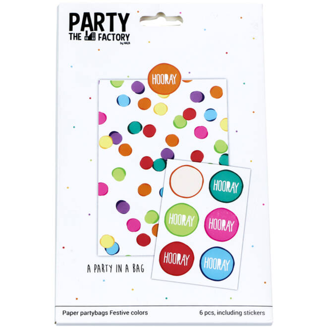Uitdeelzakjes Haza Festive Colors met stickers 6 stuks