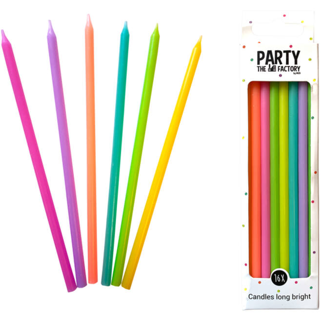 Kaarsjes Haza long bright 15cm 16 stuks assorti