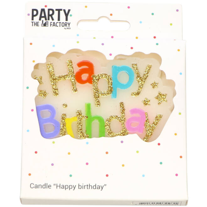 Kaarsje Happy 'Happy birthday' 10.5cm