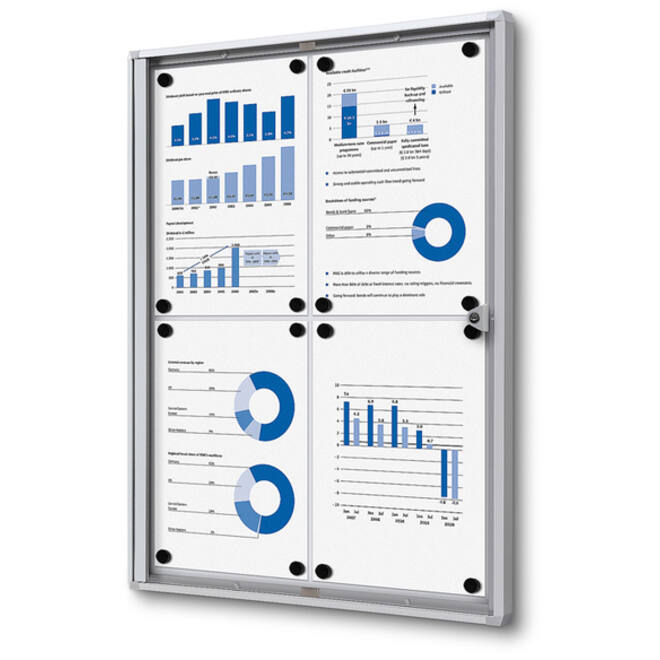 Vitrinebord Quantore voor binnen 4x A4 zilver