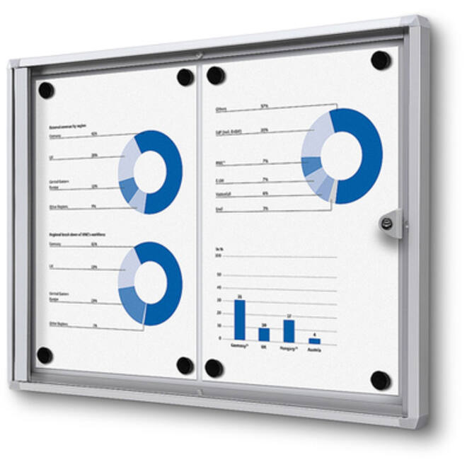 Vitrinebord Quantore voor binnen 2x A4 zilver