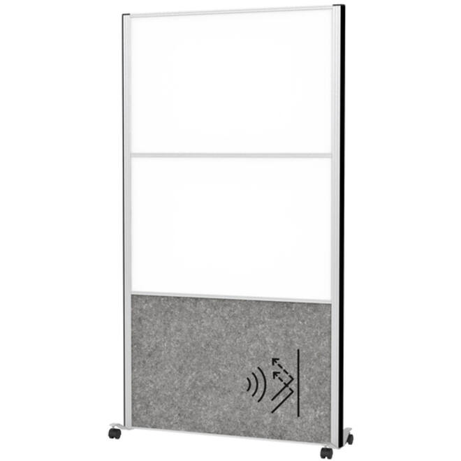 Scheidingswand MAUL akoestiek 100x180 2x whiteb. 1x donkergr alum.frame mobiel