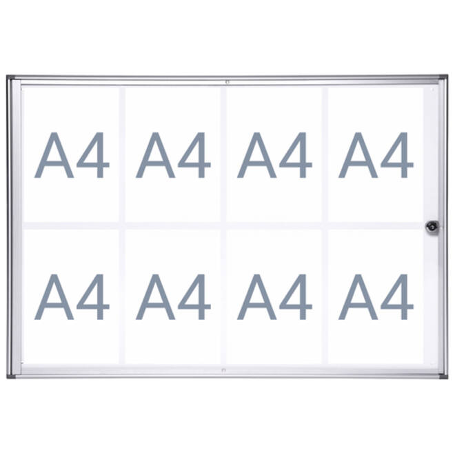 Binnenvitrine wand MAULextraslim whiteboard 8xA4 met slot