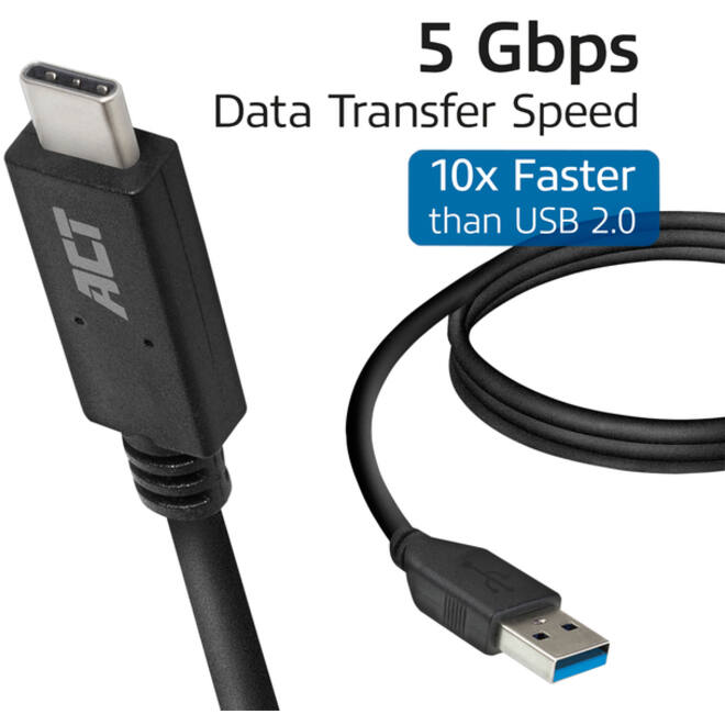 Kabel ACT USB A 3.2 naar USB-C 2 meter