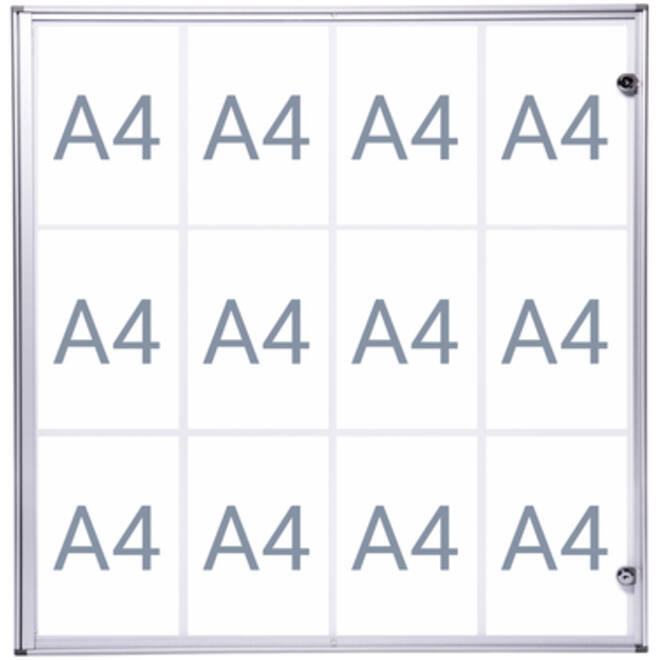 Binnenvitrine wand MAULextraslim whiteboard 12xA4 met slot