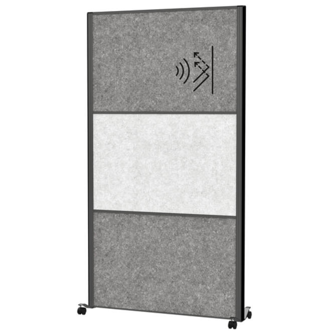 Scheidingswand MAUL akoestiek 100x180 2xdonker- 1xlichtgrijs antrac.frame mobiel