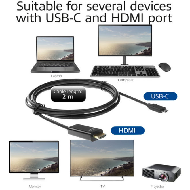 Kabel ACT USB-C naar HDMI 60Hz 2 meter
