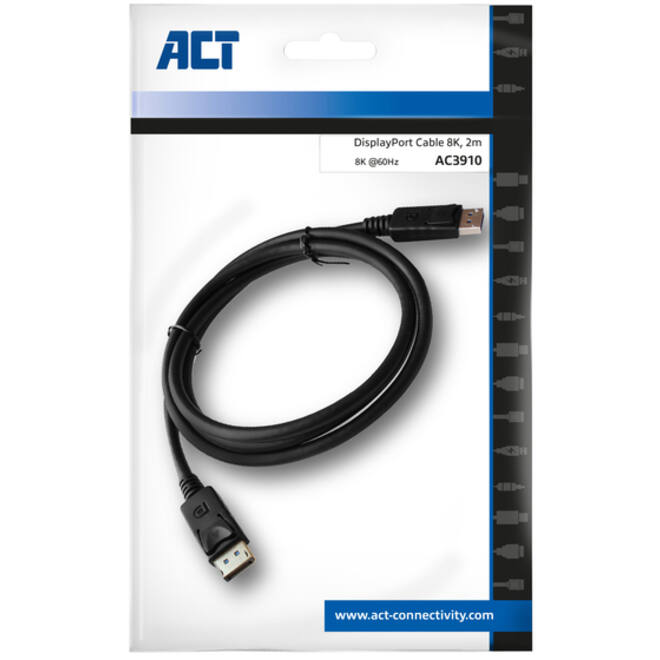 Kabel ACT DisplayPort 1.4 8K M-M 2 meter zwart