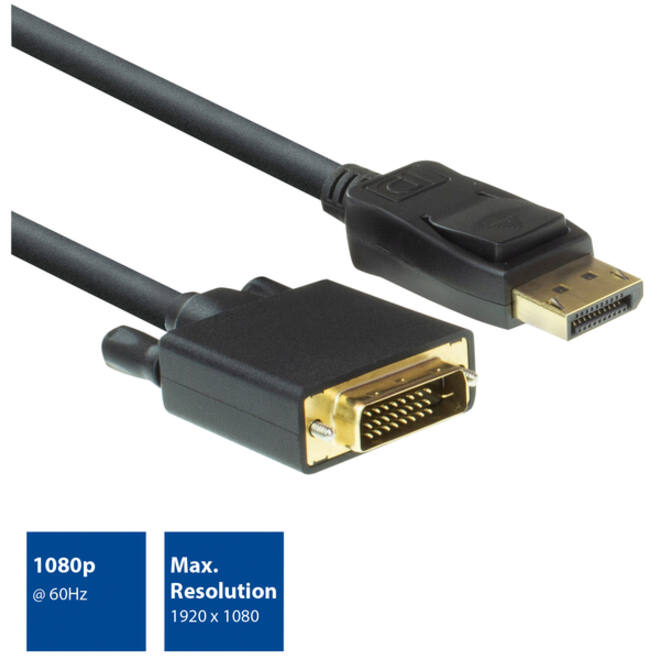 Kabel ACT DisplayPort naar DVI 1.8 meter zwart