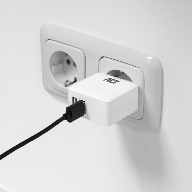 Oplader ACT USB 2 poorts Quickcharge 30W wit