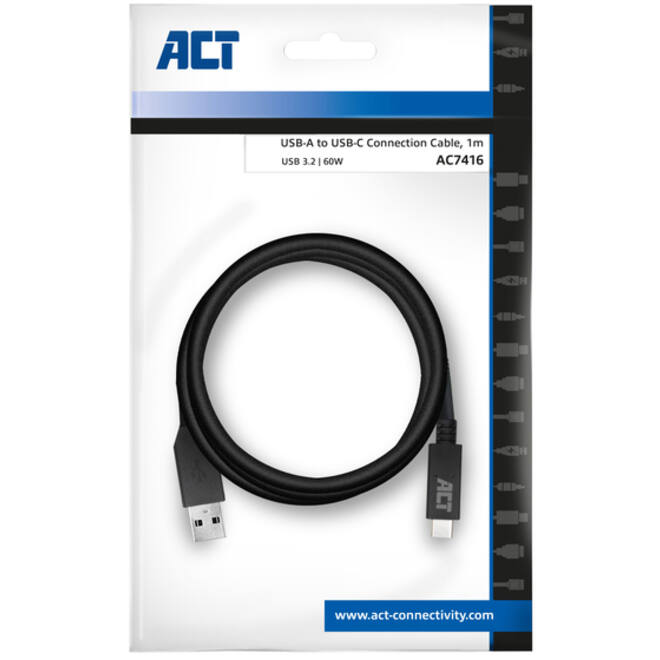 Kabel ACT USB A 3.2 naar USB-C 1 meter