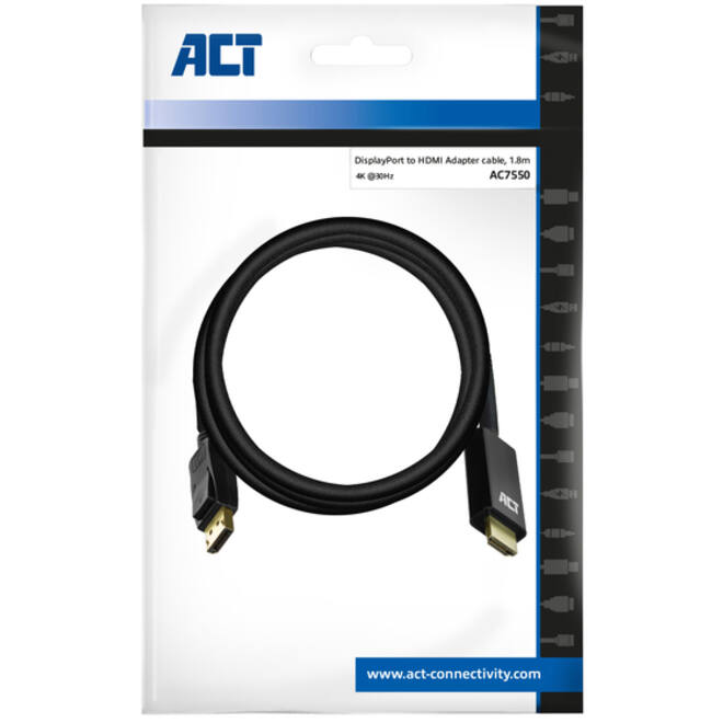 Kabel ACT DisplayPort naar HDMI 1,8 meter