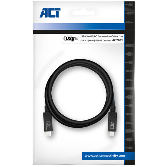 Kabel ACT USB 3.2 USB-C USB-IF gecertificeerd 1 meter