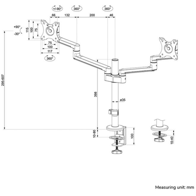 Monitorarm Neomounts DS60-425BL2 zwart
