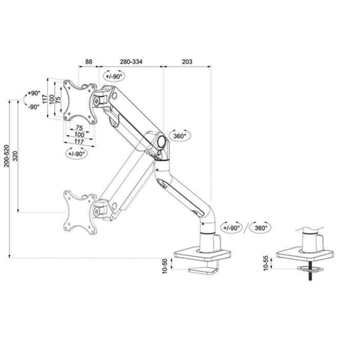 Monitorarm Neomounts DS70S-950BL1 zwart