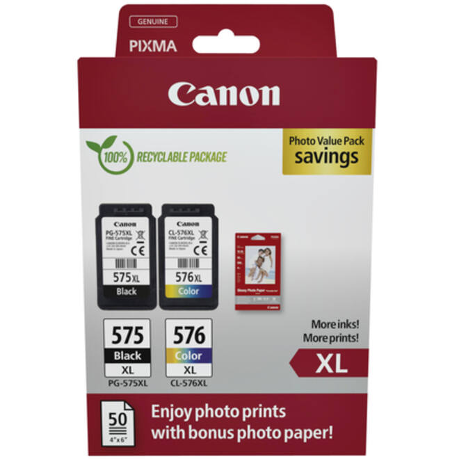 Inktcartridge Canon PG-575XL + CL-576XL zwart+kleur