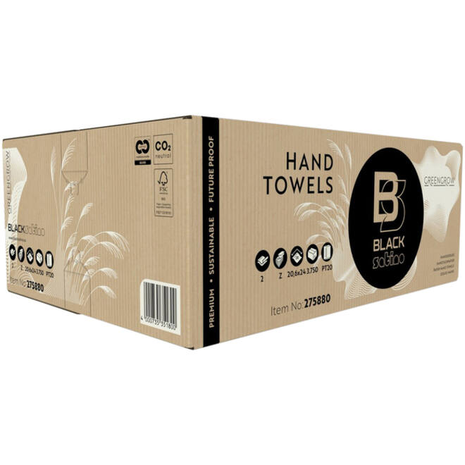 Handdoek BlackSatino GreenGrow PT20 Z-vouw 2-laags 206x240mm 25x150vel naturel 275880