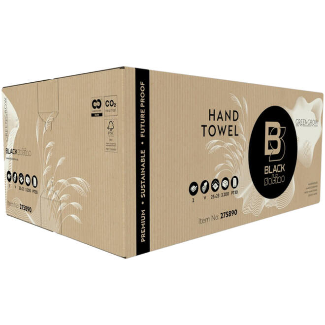 Handdoek BlackSatino GreenGrow PT30 V-vouw 2-laags 250x230mm 15x214vel naturel 275890