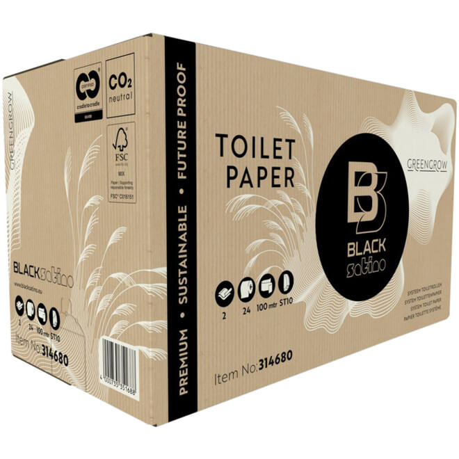 Toiletpapier BlackSatino GreenGrow ST10 systeemrol 2-laags 712vel naturel 314680