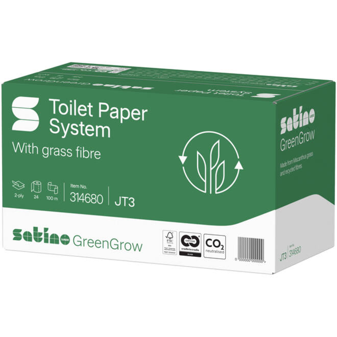 Toiletpapier BlackSatino GreenGrow ST10 systeemrol 2-laags 712vel naturel 314680