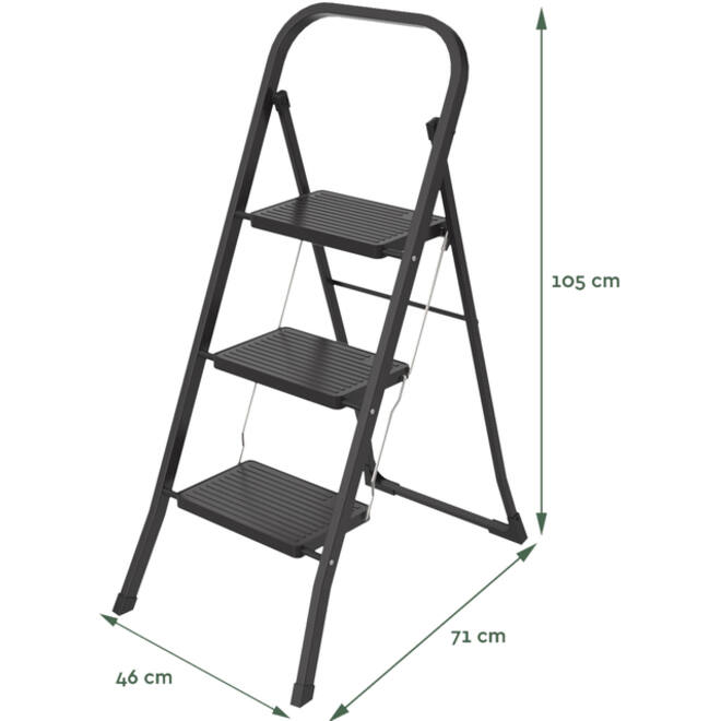Huishoudtrap BRASQ 3 treden SL300 zwart