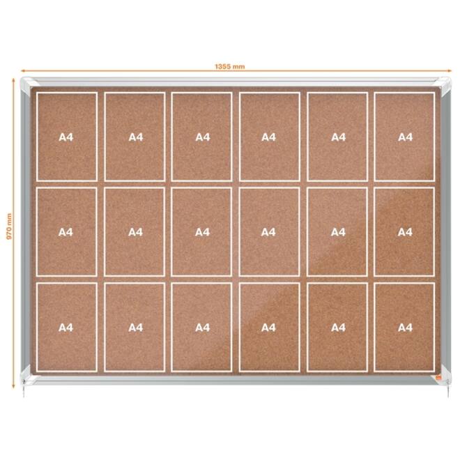 Binnenvitrine Nobo Premium Plus 18x A4 schuifdeur kurk