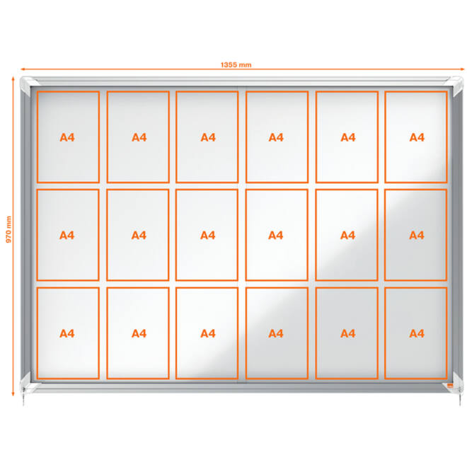 Binnenvitrine Nobo Premium Plus 18x A4 schuifdeur magnetisch