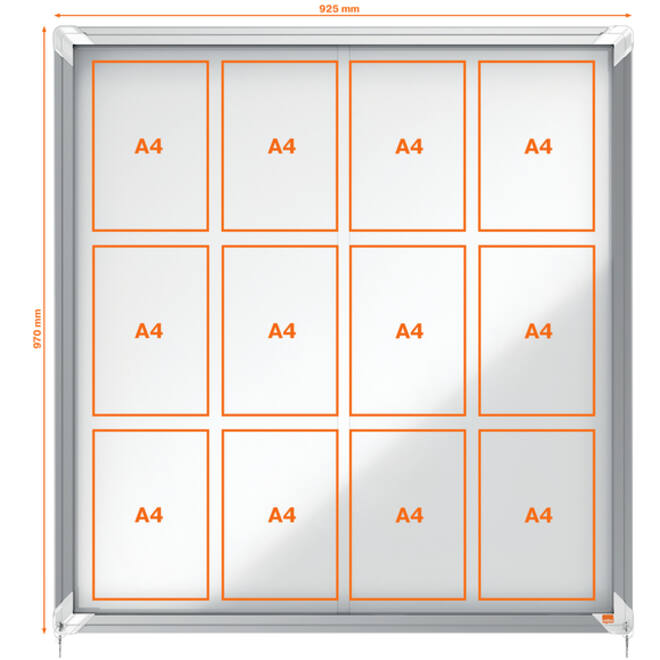 Binnenvitrine Nobo Premium Plus 12x A4 schuifdeur magnetisch